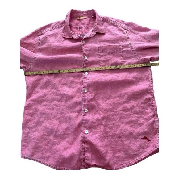 Tommy Bahama Relax 100% Linen Pink Red Island Beach Boating Casual XL - Picture 4 of 6